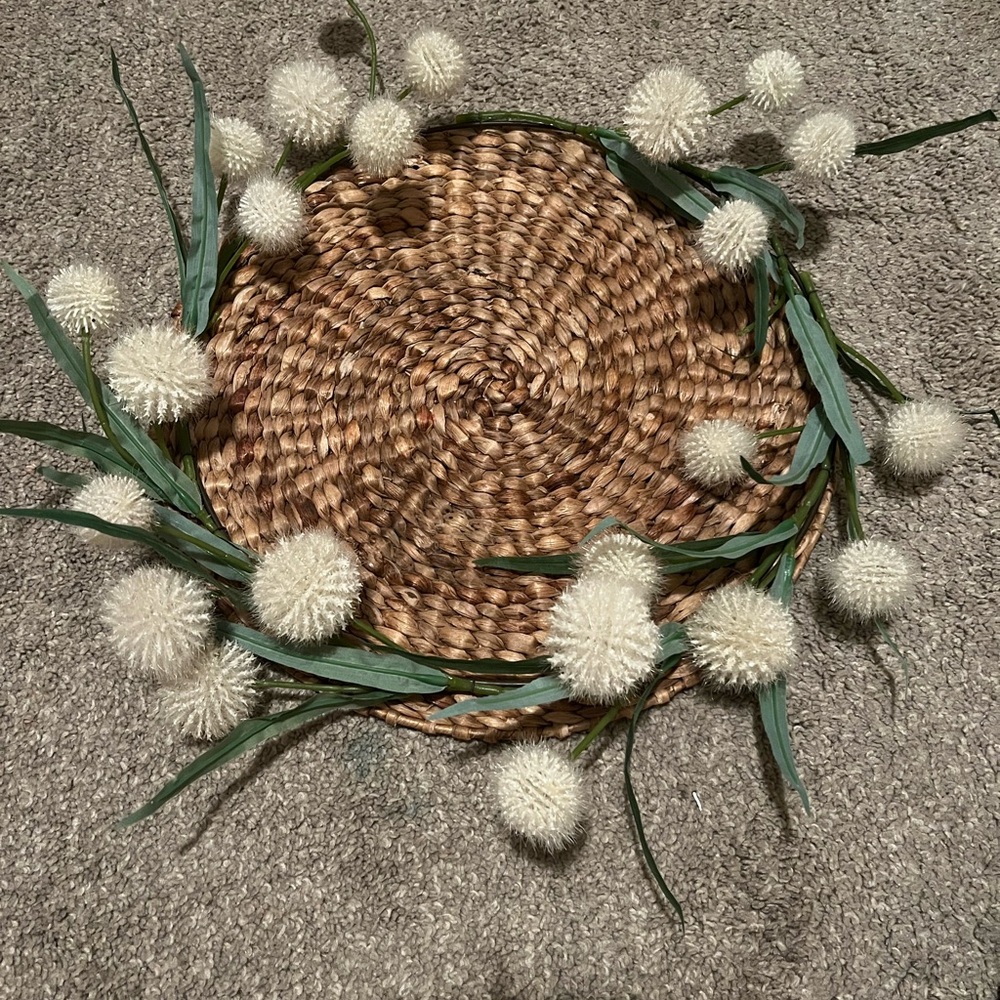 Door Wreath White Floral Wall Decor Farmhouse Rustic Accents